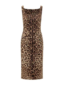 Sleeveless Animal Print Midi Dress