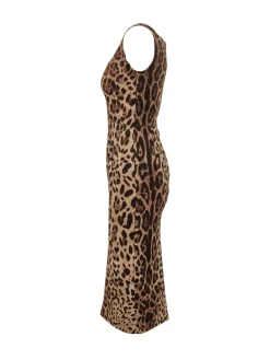 Sleeveless Animal Print Midi Dress