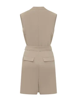 Sleeveless Jumpsuit with V Neck and Belt