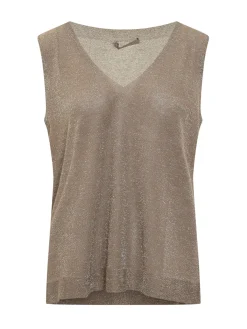 Sleeveless Knit Top with V Neck
