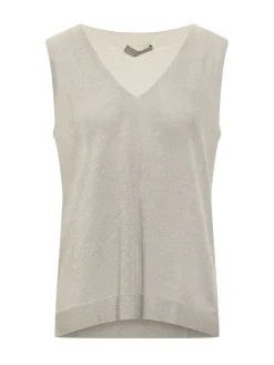 Sleeveless Knit Top with V Neck