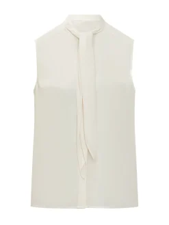 Sleeveless Top with Neck Tie Bow