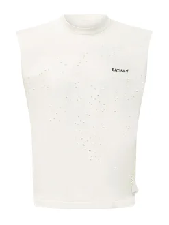 Sleeveless T-shirt with Logo and Perforated Details