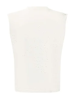 Sleeveless T-shirt with Logo and Perforated Details