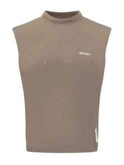 Sleeveless T-shirt with Logo and Perforated Details