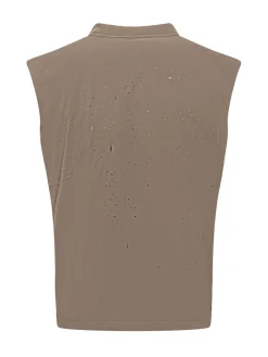 Sleeveless T-shirt with Logo and Perforated Details