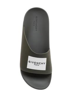 Slide Sandals with Logo Patch