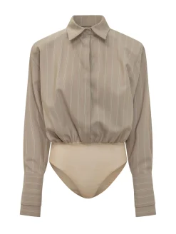 Striped bodysuit blouse
