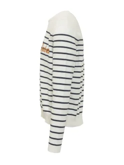 Striped Knit Pullover with Logo Embroidery