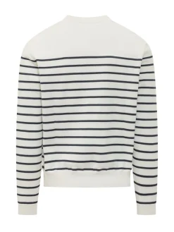 Striped Knit Pullover with Logo Embroidery