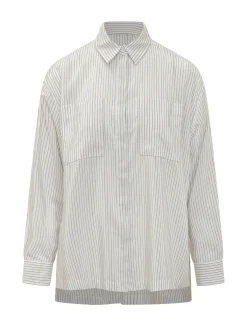Striped Organza Shirt with Pockets