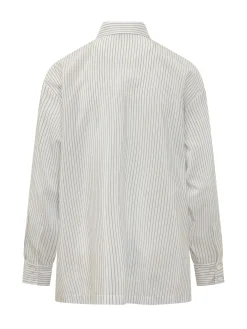 Striped Organza Shirt with Pockets