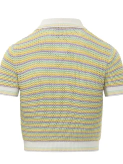 Striped Polo with Perforated Texture