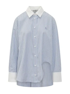 Striped Shirt with Asymmetric Hem
