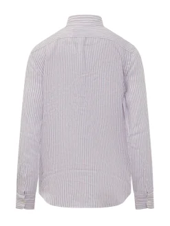 Striped Shirt with Classic Collar and Embroidered Logo