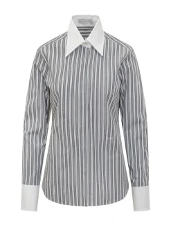 Striped Shirt with Contrast Collar