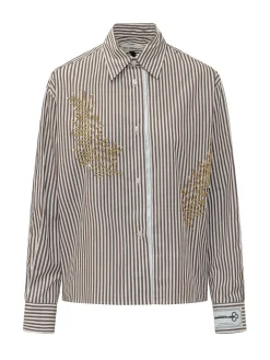 Striped Shirt with Embellished Embroidery