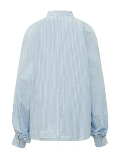 Striped Shirt with Mandarin Collar