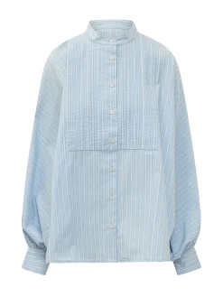 Striped Shirt with Mandarin Collar