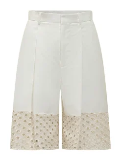 Tailored Bermuda Shorts with Broderie Anglaise Insert