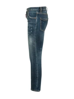 Teddy Jeans with Used Effect and Distressed Details