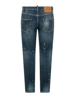 Teddy Jeans with Used Effect and Distressed Details
