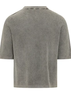 Textured Short Sleeve Crewneck Sweater