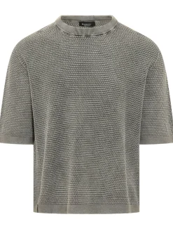Textured Short Sleeve Crewneck Sweater