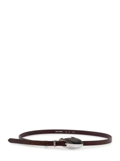Thin Leather Belt with Oval Buckle