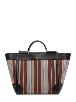 Top Handle Bag with Striped Pattern