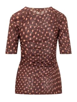 Top with Polka Dot Print and Draping