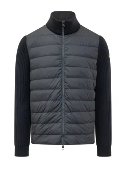 Tricot cardigan with padded front panel