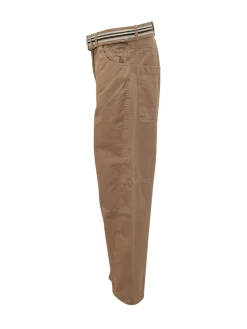 Trousers with Belt and Shaped Pockets