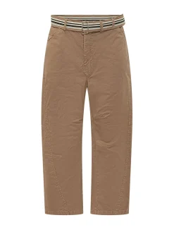 Trousers with Belt and Shaped Pockets