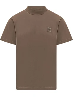 T-shirt con Logo Applicato sul Petto