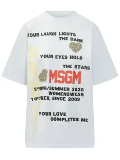 T-shirt with Lettering Print and Appliques