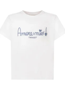 T-shirt with Printed and Embroidered Detail