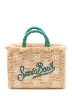 Vanity Mini Straw Bag with Floral Embroidery