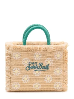 Vanity Mini Straw Bag with Floral Embroidery