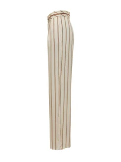 Wide leg striped trousers