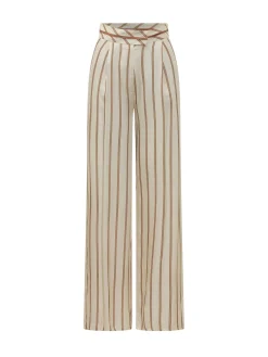 Wide leg striped trousers