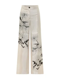 Wide Leg Trousers with Floral Print