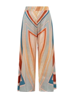 Wide Leg Trousers with Geometric Print