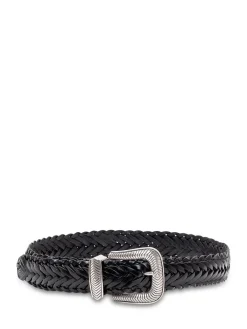 Woven Leather Belt with Braided Design