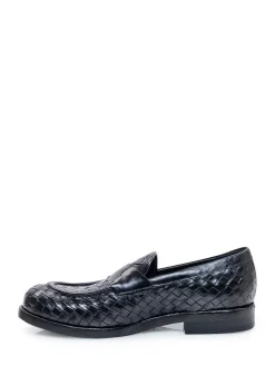 Woven Leather Loafers with Strap