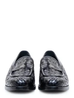 Woven Leather Loafers with Strap