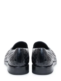 Woven Leather Loafers with Strap